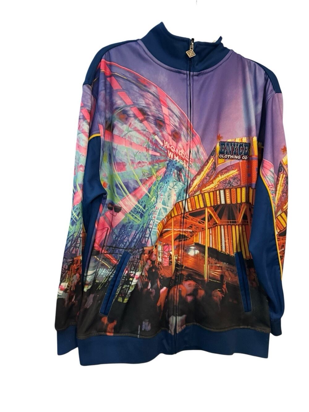 Enyce Clothing Company AOP Urban City Festival Fair Print Full Zip Jacket Large
